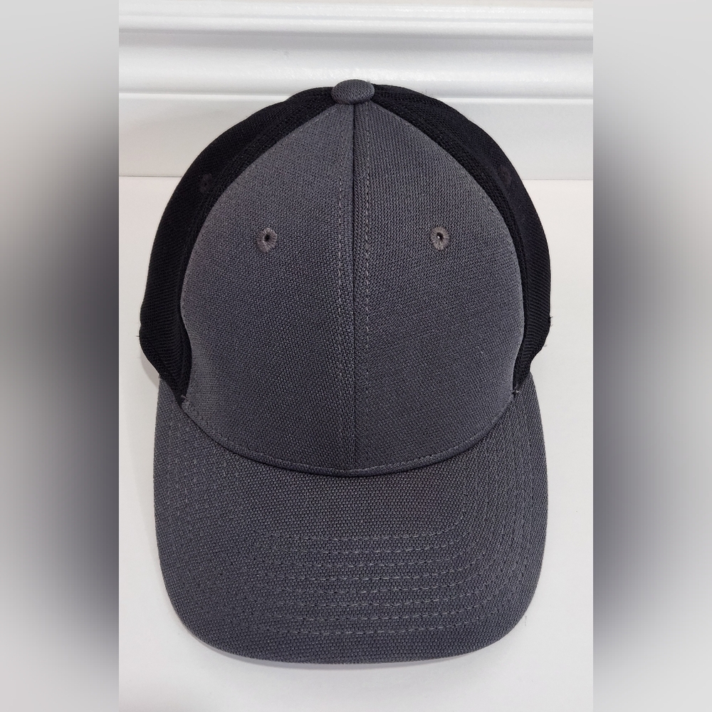 Port Authority Black and Gray Fitted Mesh Cap NWOT
